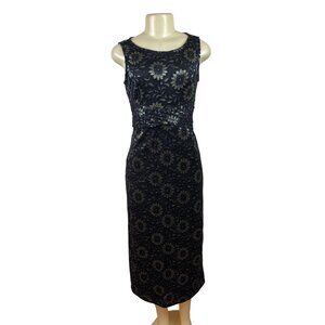 Candalite Petite Women Sleeveless Black Lace Floral Midi Dress Size SP